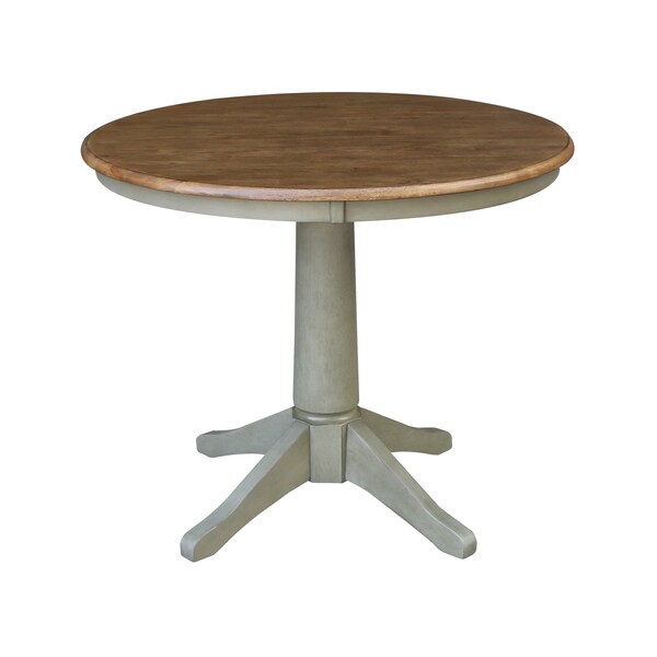 International Concepts Round 36 in Rd Top Pedestal Table, Dining Height, Hickory/Stone, 36 W, 36 L, 29.9 in H, Wood K41-36RT-27B - main